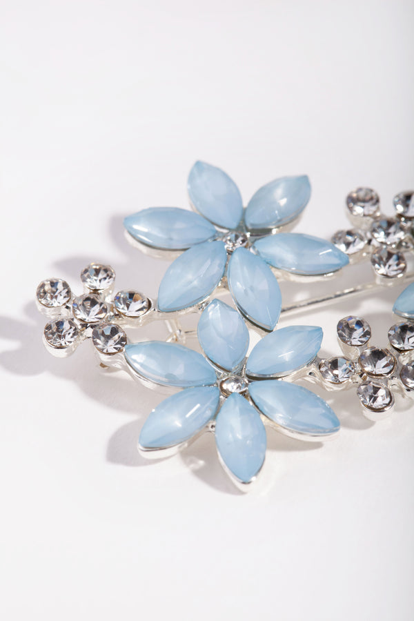 Silver Crystal Flower Clip