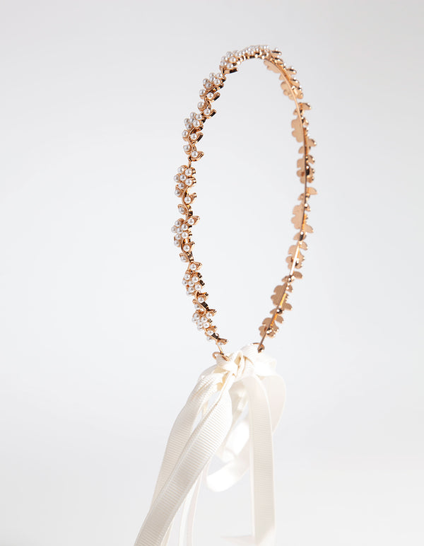 Gold Diamante Flower Tie Halo Headband