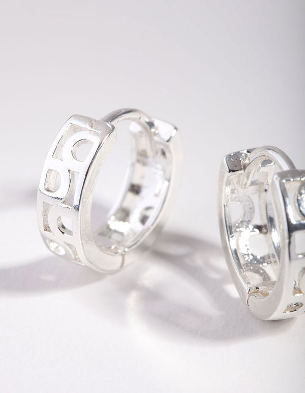 Silver Circle Cutout Huggie Earings