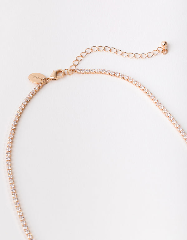 Gold Cubic Zirconia Gradual Diamante Necklace