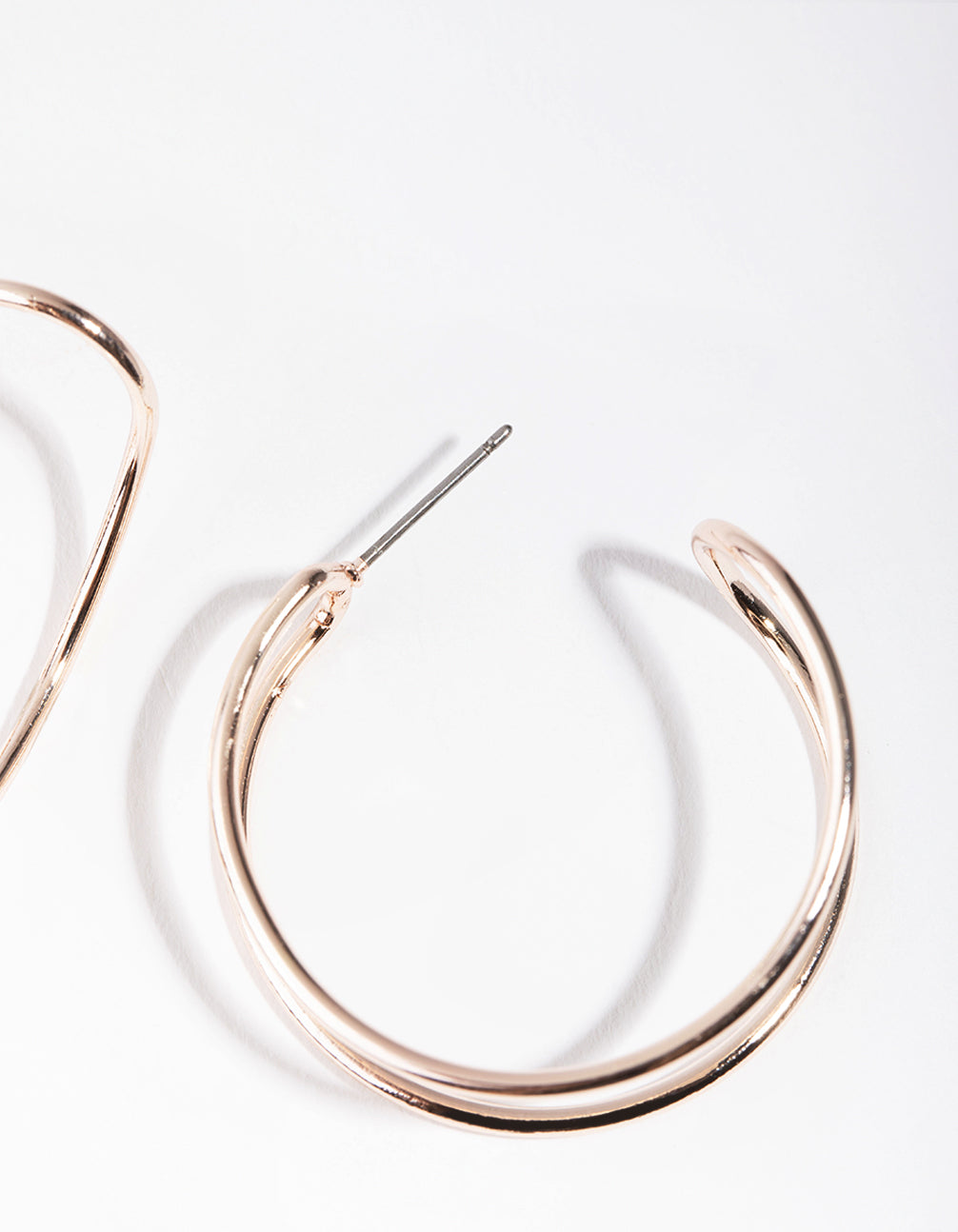 Rose Gold Two Row Closed Hoop Earrings
