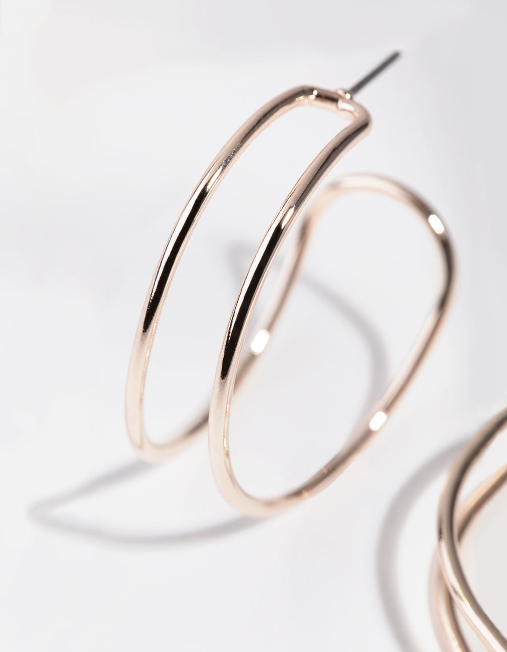 Rose Gold Two Row Closed Hoop Earrings
