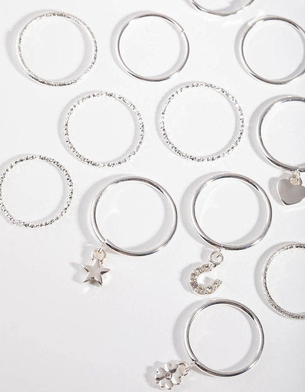 Silver Lucky Charm 24-Pack Rings