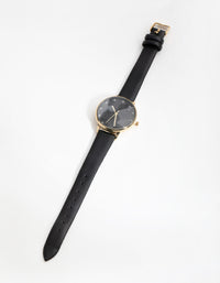 Gold Diamante Marker PU Watch - link has visual effect only