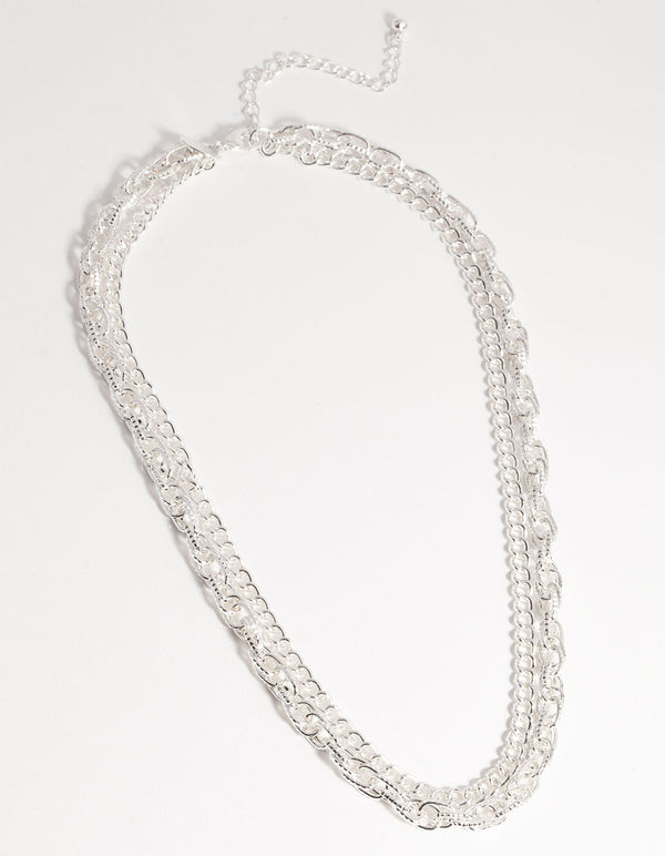 Silver Short Layered Cupchain Necklace
