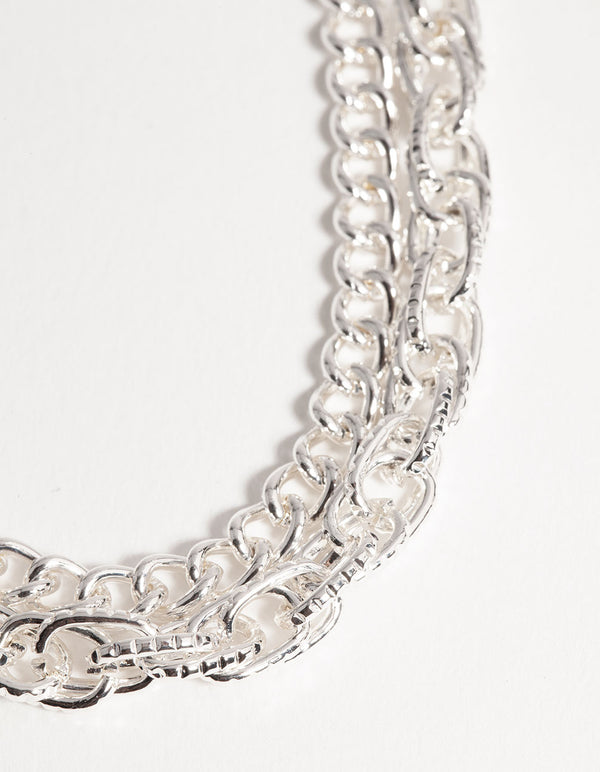 Silver Short Layered Cupchain Necklace