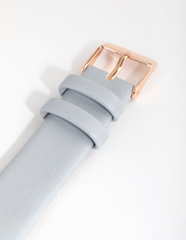 Rose Gold Half Marble Dial PU Strap Watch