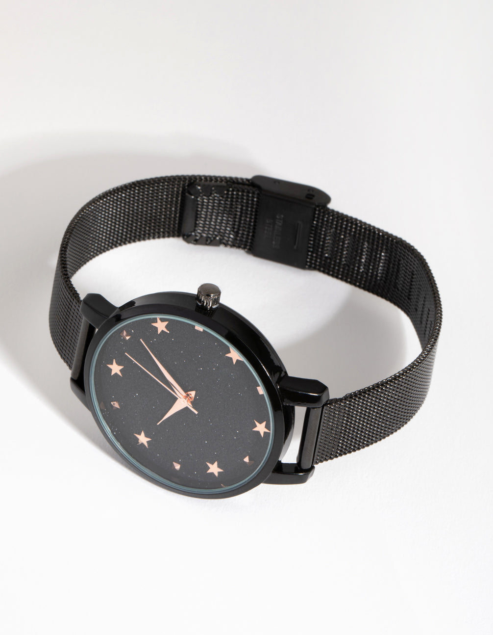 Rose Gold Star Marker Mesh Strap Watch