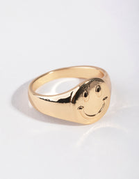 Gold Circle Signet Ring - link has visual effect only