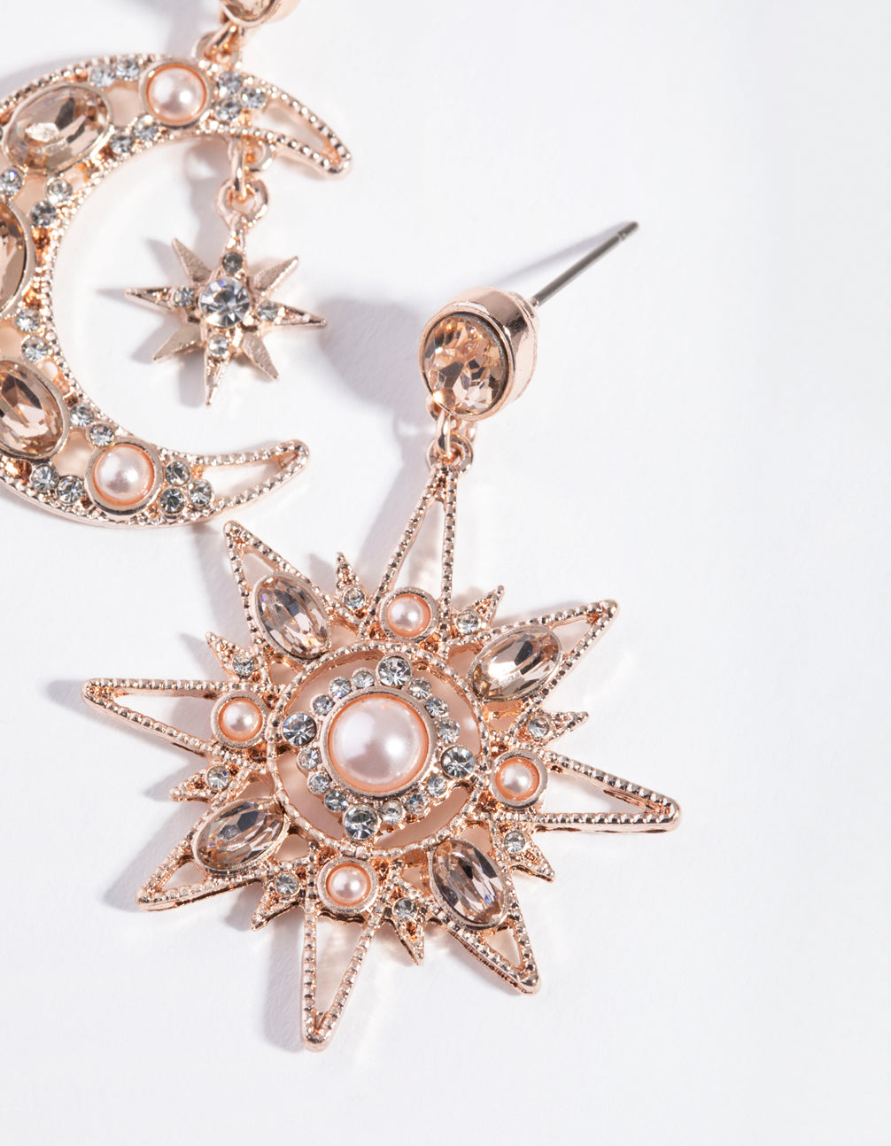 Rose Gold Mini Star & Moon Earrings