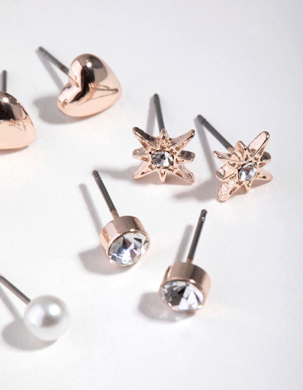 Rose Gold Star & Moon 5-Pack Stud Earring