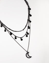 Matte Moon Charm 3 Layer Necklace - link has visual effect only