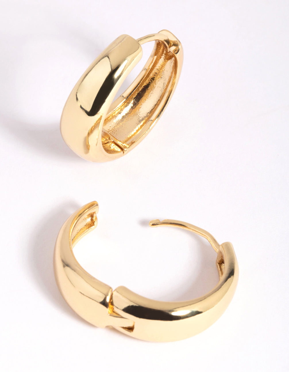 Gold Medium Tube Huggie Earrings