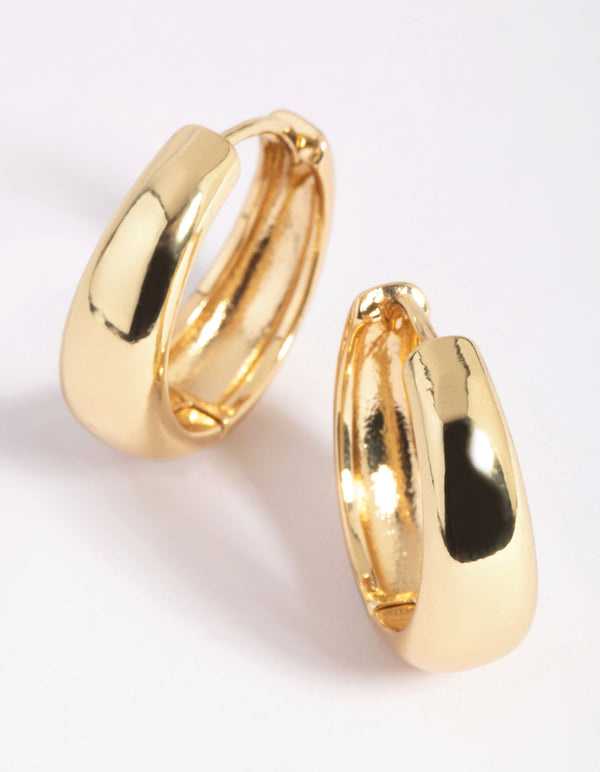 Gold Medium Tube Huggie Earrings