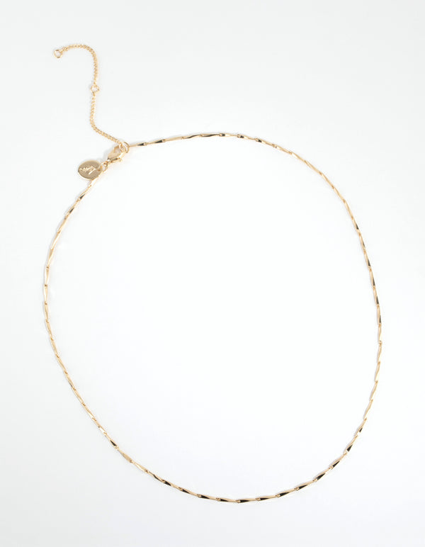 Gold Diamond Cut Tube Necklace