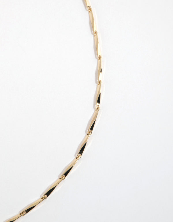 Gold Diamond Cut Tube Necklace