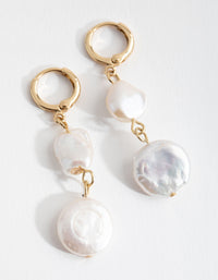 Gold Plated Multi Freshwater Pearl Huggie Earrings - link has visual effect only