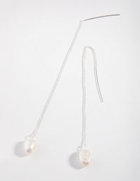 Silver Plated Freshwater Pearl Thread Through Earrings - link has visual effect only