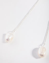 Silver Plated Freshwater Pearl Thread Through Earrings - link has visual effect only