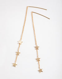 Gold Plated Three Stars Thread Through Earrings - link has visual effect only