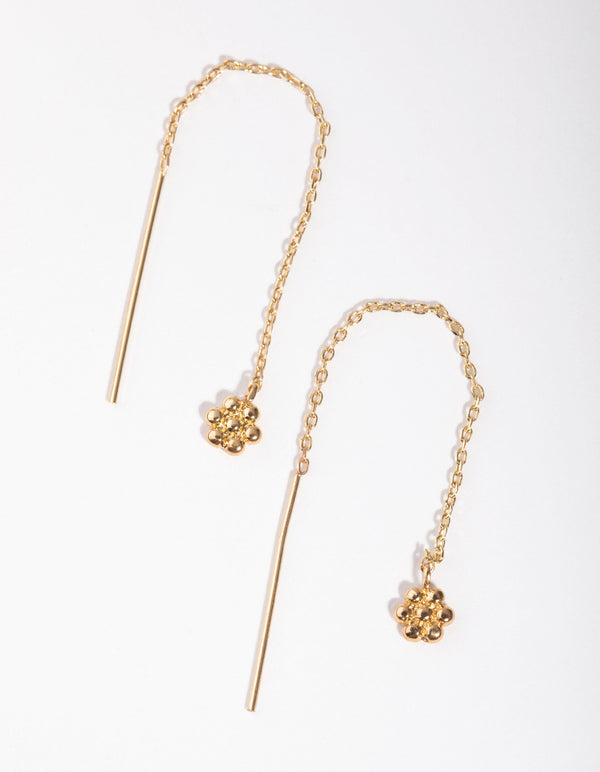Gold Plated Mini Ball Thread Through Earrings