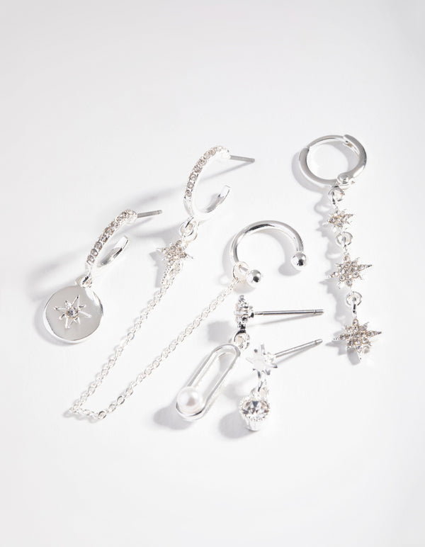 Silver Plated Mini Star Earrings