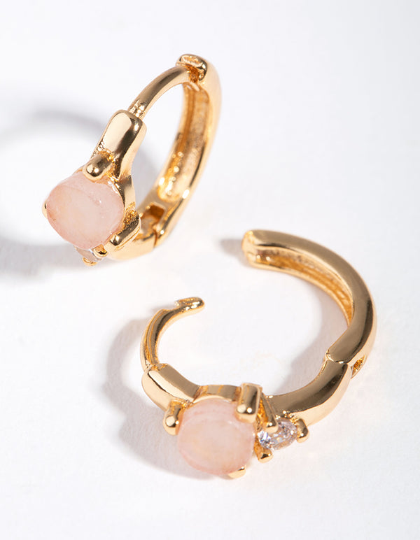Gold Plated Semi Precious Huggie Earrings