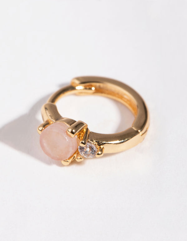 Gold Plated Semi Precious Huggie Earrings