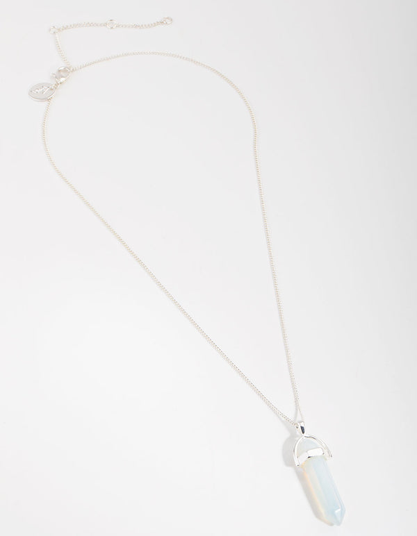 Silver Plated Moonstone Shard Necklace