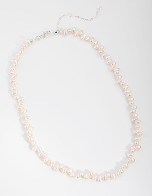 Silver Plated Freshwater Pearl Short Necklace