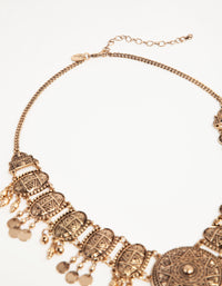 Burnished Gold Boho Bead Drop Necklace - link has visual effect only