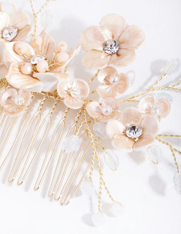 Gold Wire Flower Comb