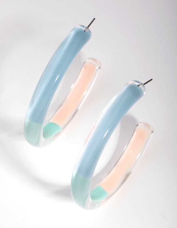 Acrylic 3-Tone Hoop Earrings