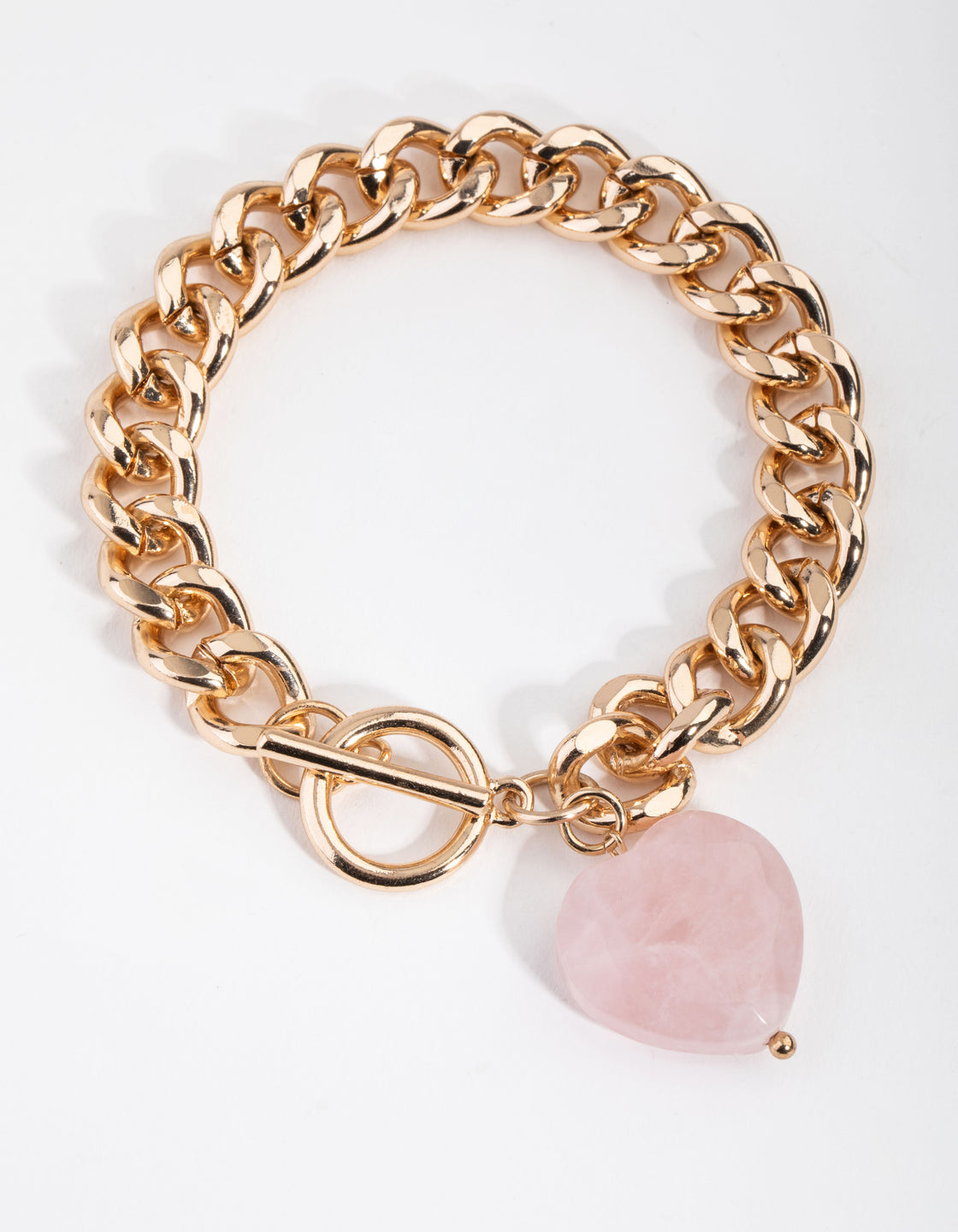 Gold Semi Precious Heart T&O Bracelet