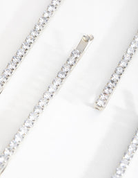 Silver Cubic Zirconia Simple Hair Slide 4-Pack - link has visual effect only