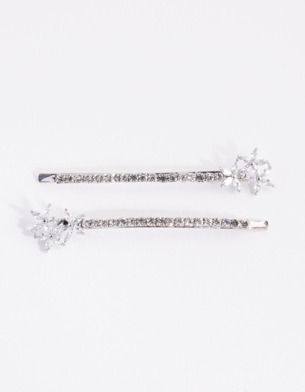 Silver Cubic Zirconia Flower Trio Pack Clip