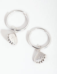 Sterling Silver Shell Charm Hoop Earrings - link has visual effect only