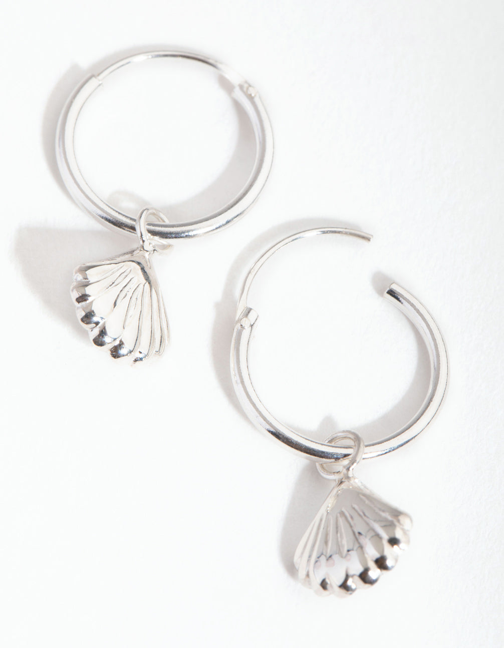 Sterling Silver Shell Hoop Earrings