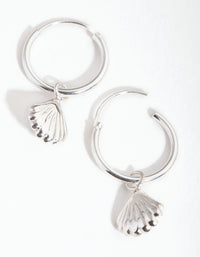 Sterling Silver Shell Charm Hoop Earrings - link has visual effect only