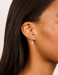 Sterling Silver Cubic Zirconia Heart Hoop Earrings - link has visual effect only