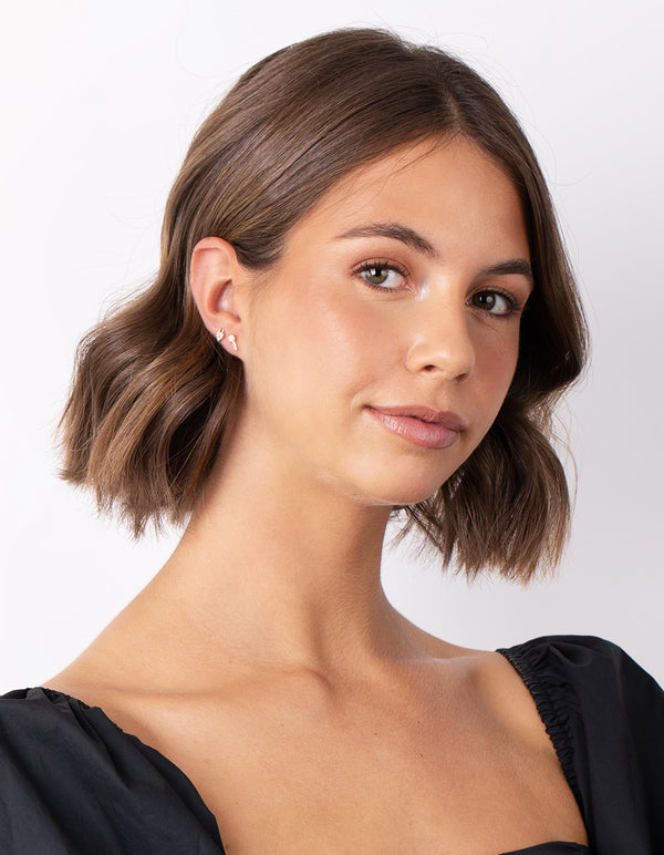 Gold Plated Sterling Silver Lock & Key Stud Earrings