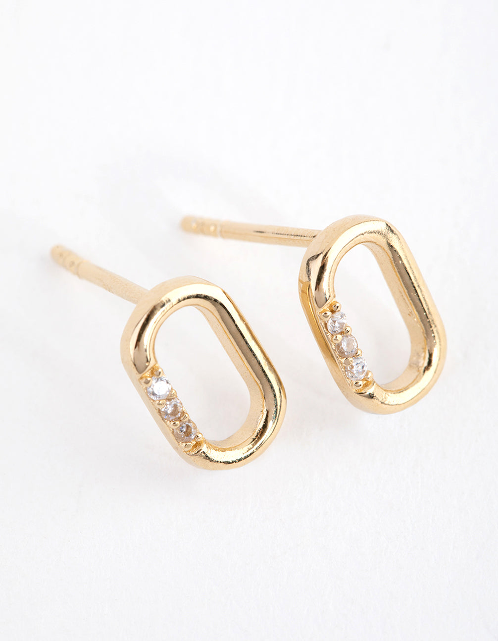 Sterling Silver Gold Cubic Zirconia Link Stud Earrings