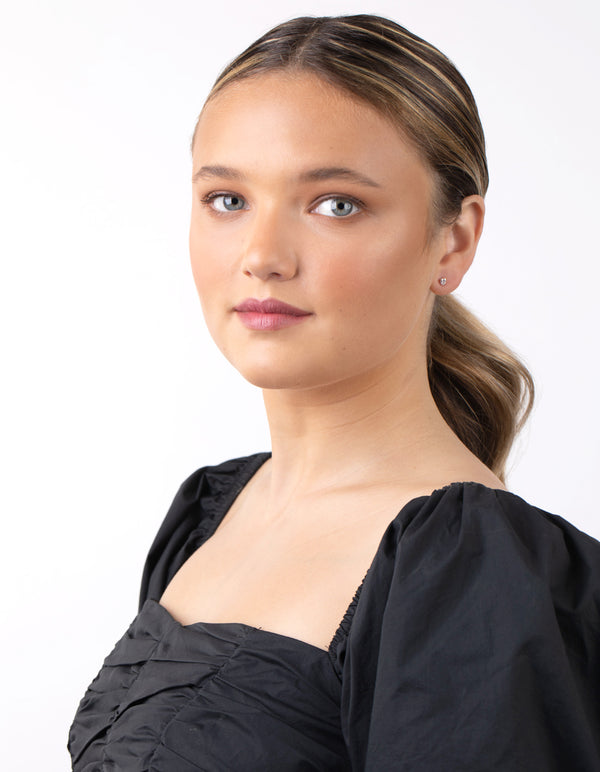 Sterling Silver Rose Gold Statement Cubic Zirconia Stud Pack Earring