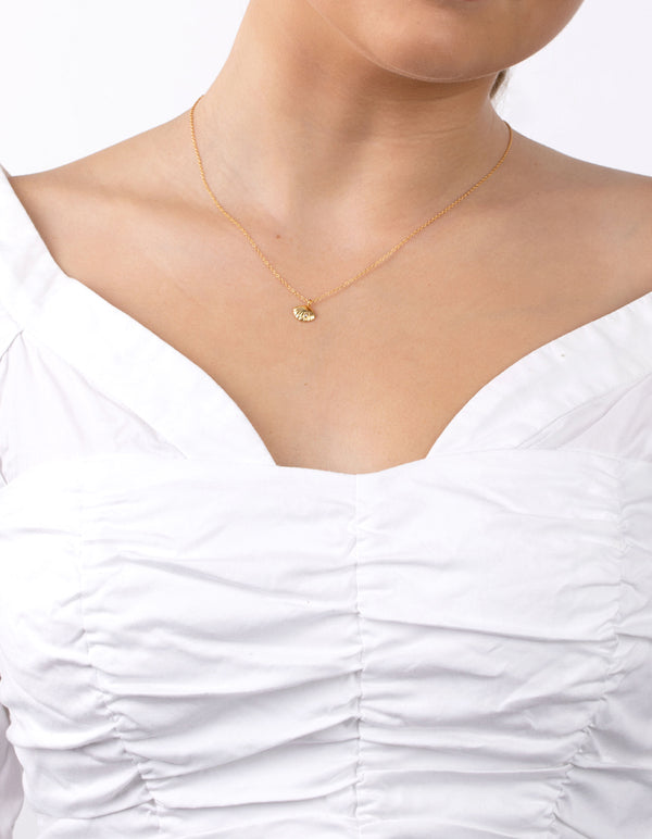 Gold Plated Sterling Silver Diamante 3D Shell Necklace