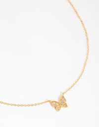 Gold Plated Sterling Silver Pave Butterfly Necklace - link has visual effect only