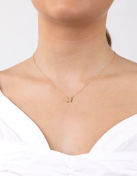 Gold Plated Sterling Silver Pave Butterfly Necklace - link has visual effect only