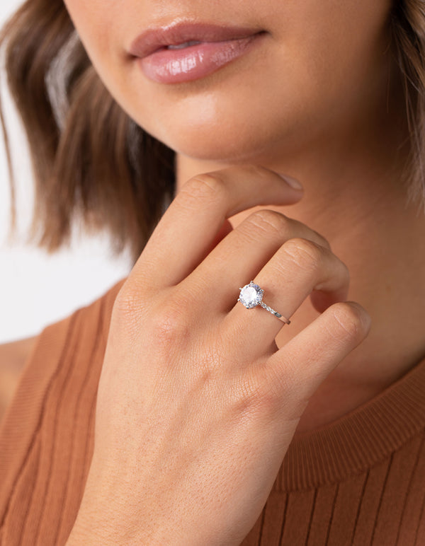 Sterling Silver Cubic Zirconia Statement Claw Ring