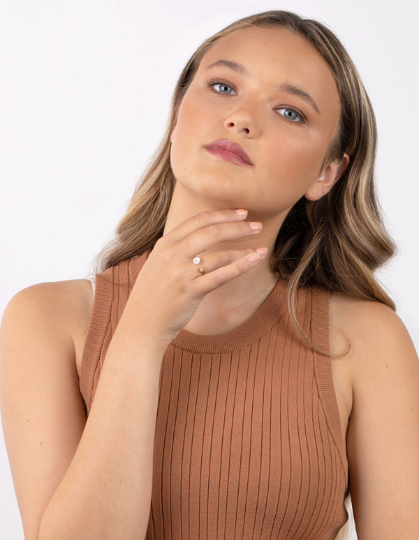 Gold Plated Sterling Silver Daisy Bee Open Ring