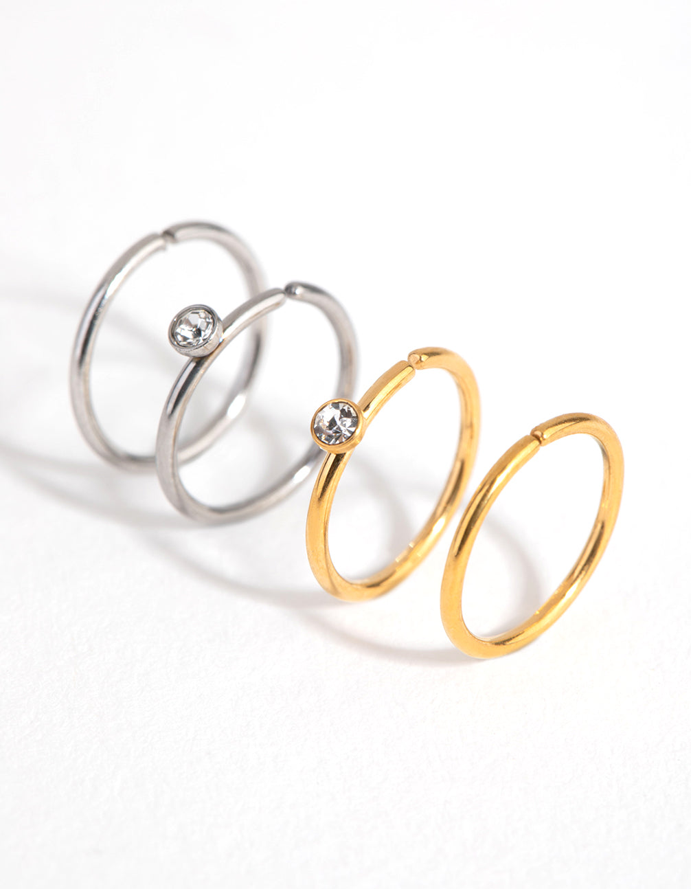 Surgical Steel Diamante Top Nose Ring 4-Pack