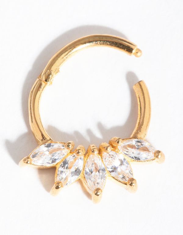 Gold Plated Sterling Silver Marquise Cubic Zirconia Clicker